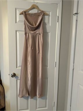 Hello Molly Satin Cowl Maxi Dress in gold champagne